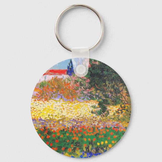 Vincent Van Gogh Flowering Garden Key Ring (Front)