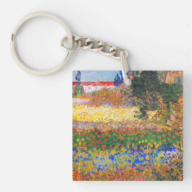 Vincent Van Gogh Flowering Garden Key Ring (Front)