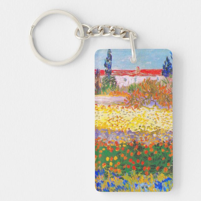 Vincent Van Gogh Flowering Garden Key Ring (Front)