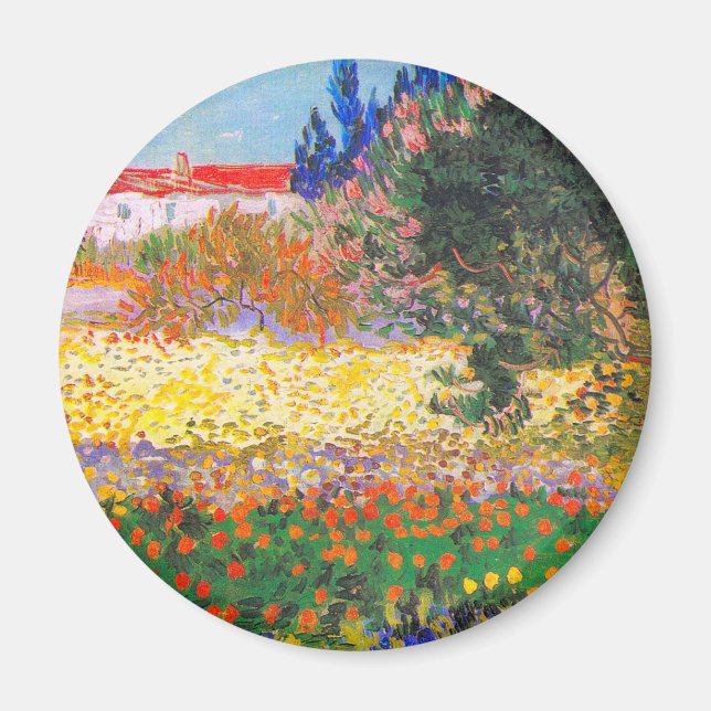 Vincent Van Gogh Flowering Garden Magnet (Front)