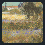 Vincent van Gogh - Flowering Garden Square Sticker<br><div class="desc">Flowering Garden (1888) by Vincent van Gogh is a vintage Post Impressionism fine art floral landscape nature painting. A farm with garden in bloom with flowers in the spring. About the artist: Vincent Willem van Gogh (1853-1890) was a Post Impressionist painter whose work was most noteable for its rough beauty,...</div>