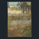 Vincent van Gogh - Flowering Garden Tea Towel<br><div class="desc">Flowering Garden (1888) by Vincent van Gogh is a vintage Post Impressionism fine art floral landscape nature painting. A farm with garden in bloom with flowers in the spring. About the artist: Vincent Willem van Gogh (1853-1890) was a Post Impressionist painter whose work was most noteable for its rough beauty,...</div>