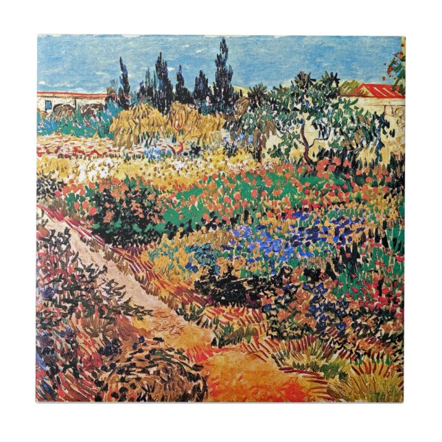 Vincent Van Gogh - Flowering Garden With Path Ceramic Tile (Front)