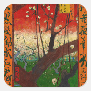 Vincent van Gogh - Flowering Plum Orchard Square Sticker