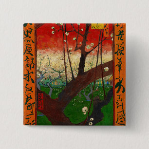 Vincent van Gogh - Flowering Plum Tree 15 Cm Square Badge