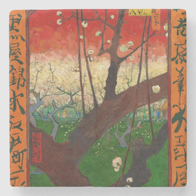 Vincent van Gogh - Flowering Plum Tree Stone Coaster (Front)