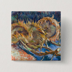 Vincent van Gogh - Four Cut Sunflowers 15 Cm Square Badge