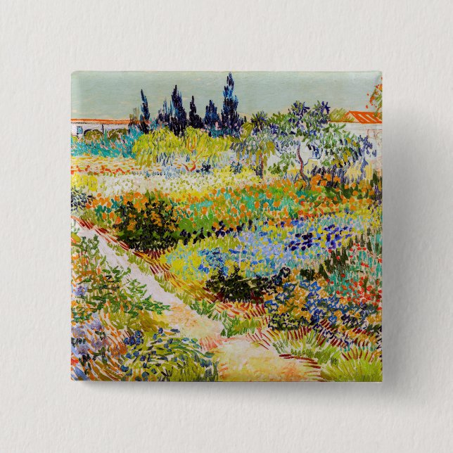 Vincent van Gogh - Garden at Arles 15 Cm Square Badge (Front)