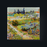 Vincent van Gogh - Garden at Arles 15 Cm Square Badge<br><div class="desc">Garden at Arles / Flowering Garden with Path / Jardin a Arles - Vincent van Gogh,  1888</div>