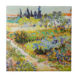 Vincent van Gogh - Garden at Arles Ceramic Tile<br><div class="desc">Garden at Arles / Flowering Garden with Path / Jardin a Arles - Vincent van Gogh,  1888</div>