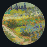 Vincent Van Gogh Garden at Arles Classic Round Sticker<br><div class="desc">Stickers featuring Vincent van Gogh’s oil painting Garden at Arles (1888). A beatifically coloured garden of rich blues,  greens,  and reds is depicted in Arles,  France. The perfect gift for lovers of Post-Impressionism and Dutch art collectors!</div>