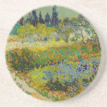 Vincent Van Gogh Garden at Arles Coaster<br><div class="desc">Sandstone Coaster featuring Vincent van Gogh’s oil painting Garden at Arles (1888). A beatifically coloured garden of rich blues,  greens,  and reds is depicted in Arles,  France. The perfect gift for lovers of Post-Impressionism and Dutch art collectors!</div>
