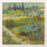 Vincent Van Gogh Garden at Arles Glass Coaster<br><div class="desc">Glass Coaster featuring Vincent van Gogh’s oil painting Garden at Arles (1888). A beatifically coloured garden of rich blues,  greens,  and reds is depicted in Arles,  France. The perfect gift for lovers of Post-Impressionism and Dutch art collectors!</div>