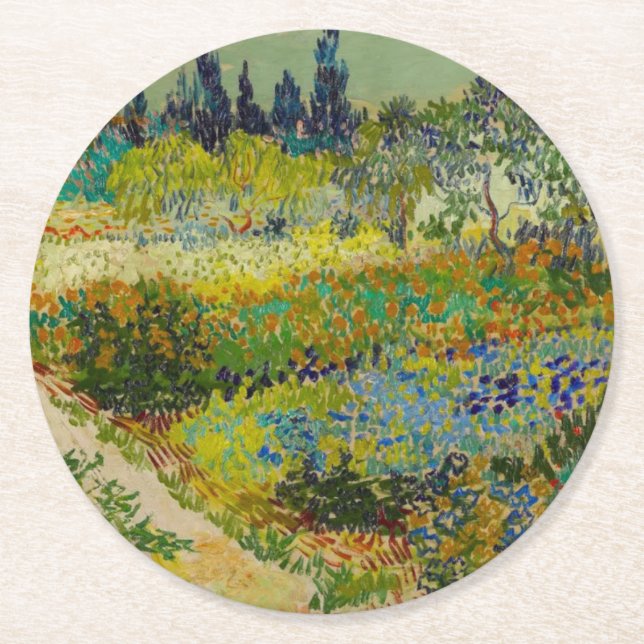 Vincent Van Gogh Garden at Arles Round Paper Coaster (Front)