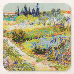 Vincent van Gogh - Garden at Arles Square Paper Coaster<br><div class="desc">Garden at Arles / Flowering Garden with Path / Jardin a Arles - Vincent van Gogh,  1888</div>