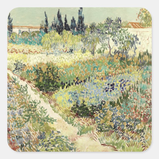 Vincent Van Gogh Garden at Arles Square Sticker (Front)