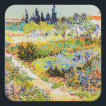 Vincent van Gogh - Garden at Arles Square Sticker<br><div class="desc">Garden at Arles / Flowering Garden with Path / Jardin a Arles - Vincent van Gogh,  1888</div>