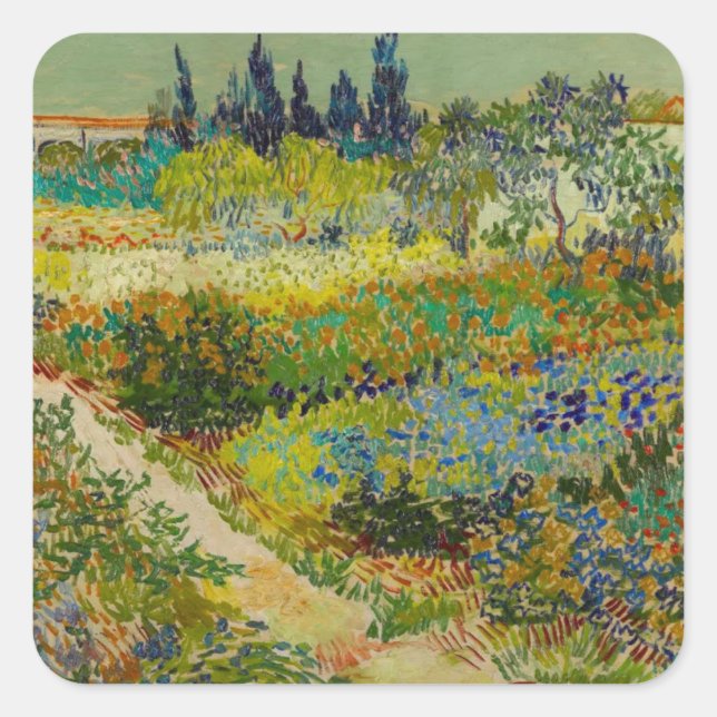 Vincent Van Gogh Garden at Arles Square Sticker (Front)