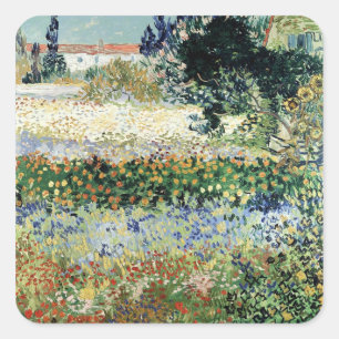 Vincent van Gogh Garden in Bloom, Arles, 1888 Square Sticker