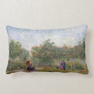 Vincent van Gogh Garden in Montmarte with Lovers Lumbar Cushion