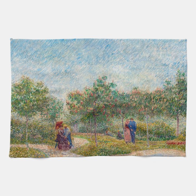 Vincent van Gogh - Garden in Montmarte with Lovers Tea Towel (Horizontal)