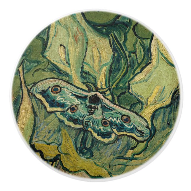 Vincent van Gogh - Giant Peacock Moth Ceramic Knob (Front)
