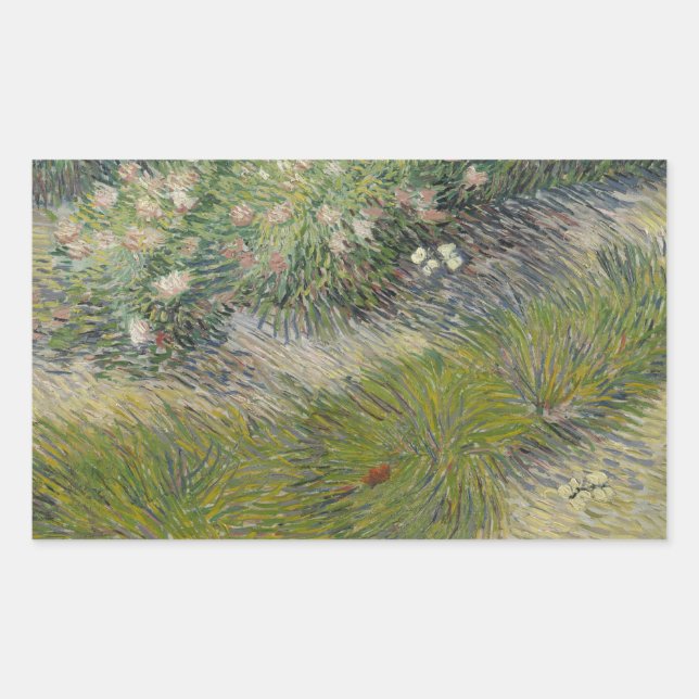 Vincent van Gogh - Grass and Butterflies Rectangular Sticker (Front)
