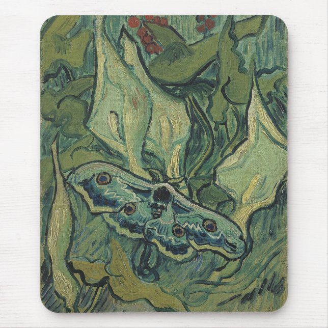 Vincent van Gogh - Great Peacock Moth Mouse Pad (Front)