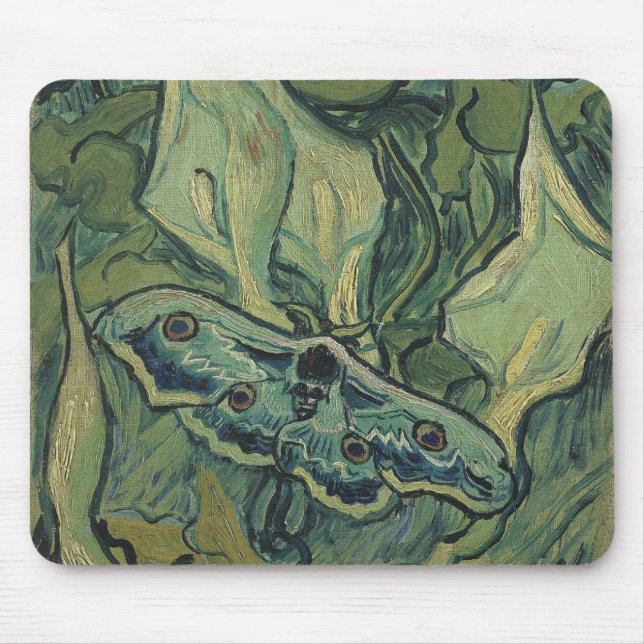 Vincent van Gogh - Great Peacock Moth Mouse Pad (Front)