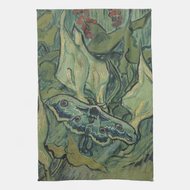 Vincent van Gogh - Great Peacock Moth Tea Towel (Vertical)