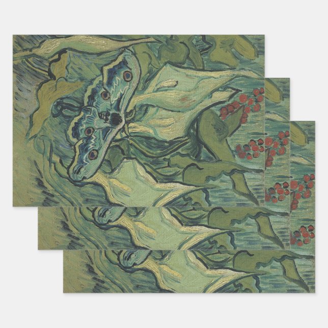 Vincent van Gogh - Great Peacock Moth Wrapping Paper Sheet (Set)