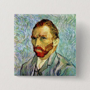 Vincent Van Gogh - Green Self-Portrait Fine Art 15 Cm Square Badge