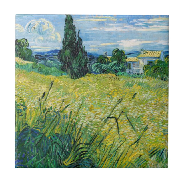 Vincent van Gogh - Green Wheat Field with Cypress Ceramic Tile (Front)