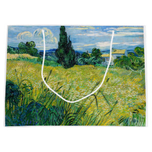 Vincent van Gogh - Green Wheat Field with Cypress Large Gift Bag