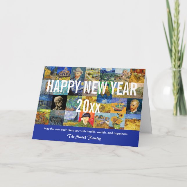 Vincent van Gogh - Happy New Year Patchwork Holiday Card (Front)