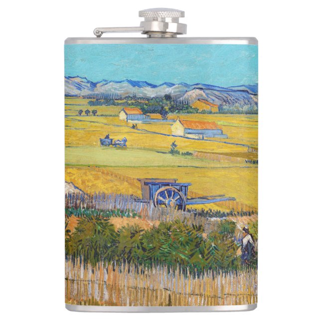 Vincent van Gogh - Harvest at La Crau Hip Flask (Front)
