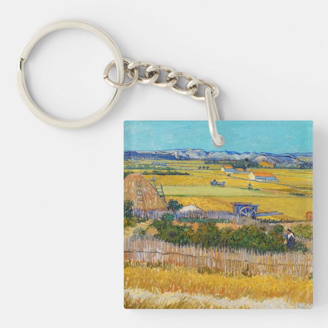 Vincent van Gogh - Harvest at La Crau Key Ring (Front)