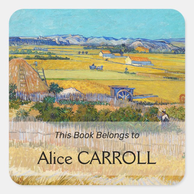 Vincent van Gogh - Harvest at La Crau Square Sticker (Front)