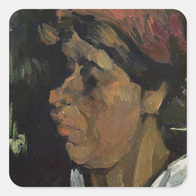 Vincent van Gogh | Head of a Dutch Peasant, 1884 Square Sticker (Front)