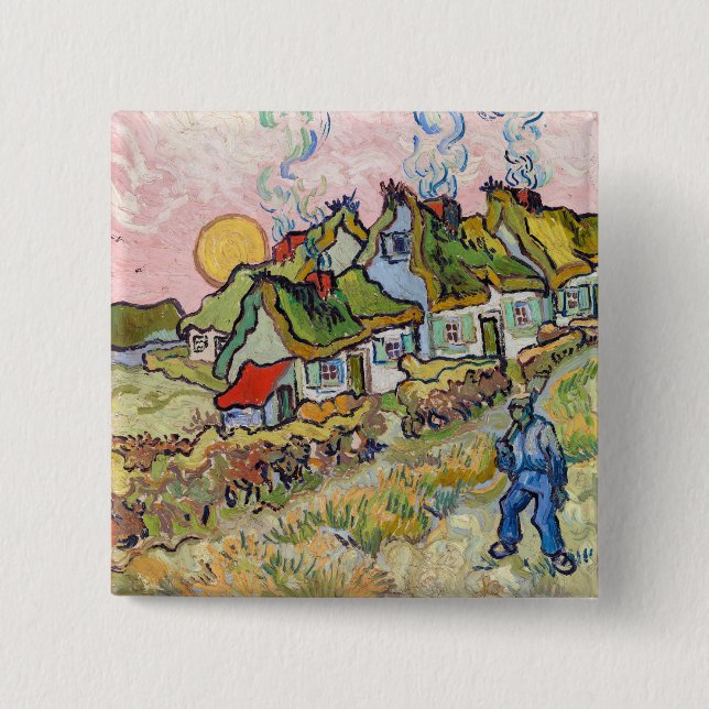 Vincent van Gogh - Houses and Figure 15 Cm Square Badge (Front)
