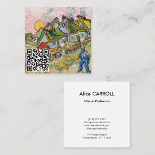 Vincent van Gogh - Houses and Figure - QR Code Square Business Card
