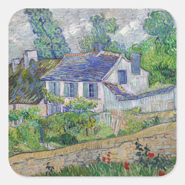 Vincent van Gogh - Houses at Auvers Square Sticker (Front)