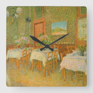 Vincent van Gogh - Interior of a Restaurant Square Wall Clock
