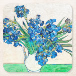 Vincent van Gogh IRISES AND ROSES paper coaster<br><div class="desc">This impressionism paper coaster features a Vincent van Gogh IRISES AND ROSES painting of pale blue flowers and roses in a white vase. This beautiful van Gogh paper coaster will make a wonderful gift for yourself,  family and friends.</div>