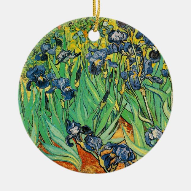 Vincent van Gogh,Irises Ceramic Tree Decoration (Front)