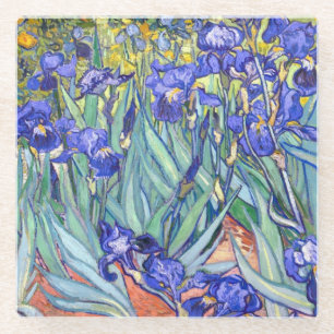 Vincent Van Gogh Irises Floral Vintage Fine Art Glass Coaster