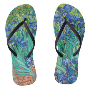 Vincent Van Gogh Irises Floral Vintage Fine Art Thongs