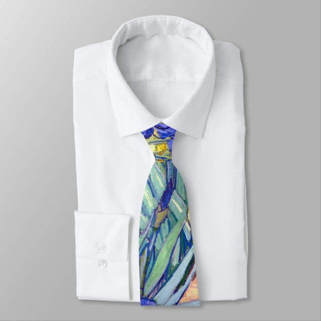 Vincent Van Gogh Irises Floral Vintage Fine Art Tie (Tied)