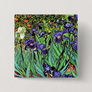 Vincent Van Gogh - Irises - Flower Lover Fine Art 15 Cm Square Badge