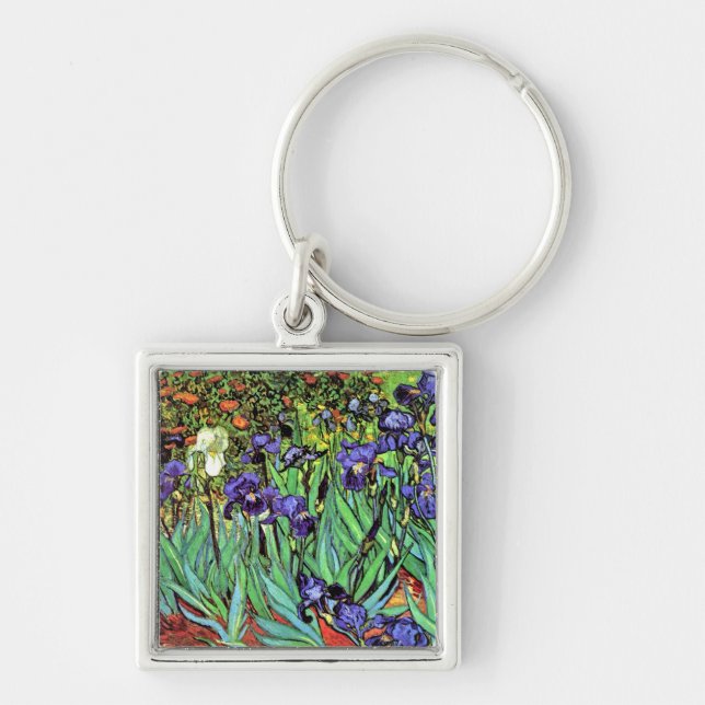 Vincent Van Gogh - Irises - Flower Lover Fine Art Key Ring (Front)